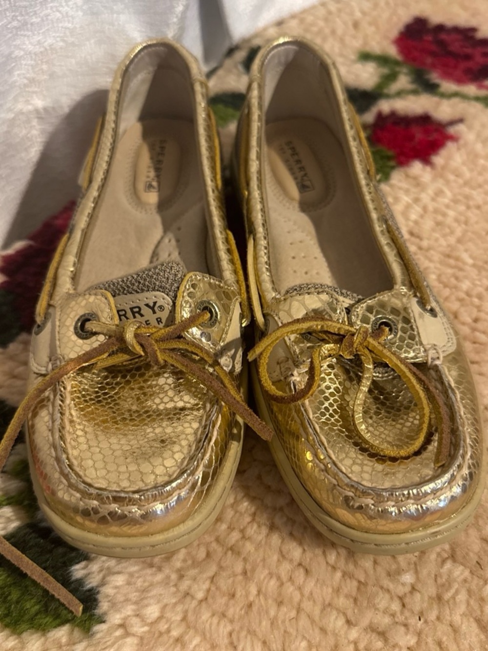 Sperry golden snake skin shoes
